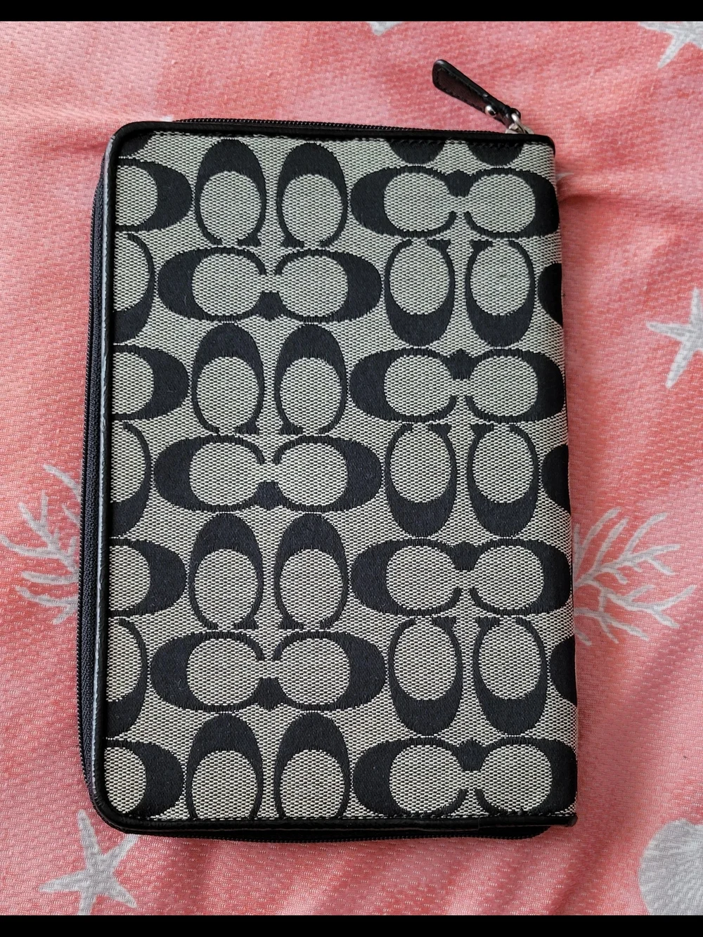 Coach Signature Zip Around Ereader Case.  8.5 × 6 In